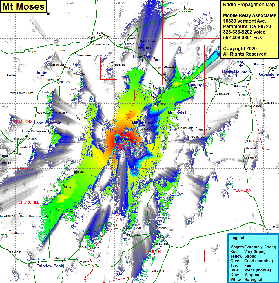 heat map radio coverage Mt Moses